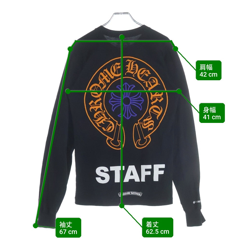 CHROME HEARTS(クロムハーツ) CH L/S T-SHIRT STAFF バックホースシュープリント スタッフ 長袖Tシャツ ロンT ブラック