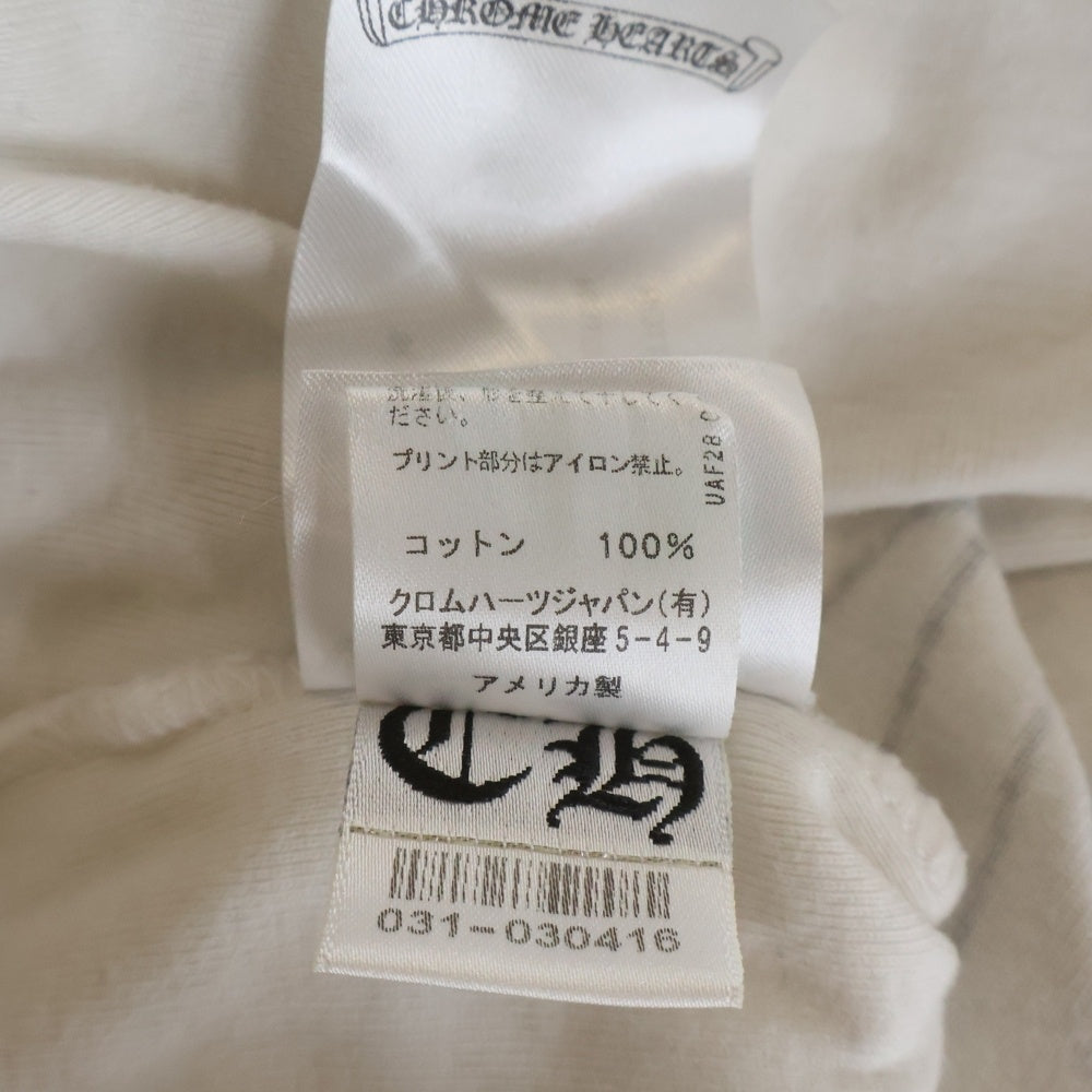 CHROME HEARTS(クロムハーツ) CH L/S T-SHIRT ネックロゴ フローラルプリント ラグランスリーブ 長袖Tシャツ ホワイト