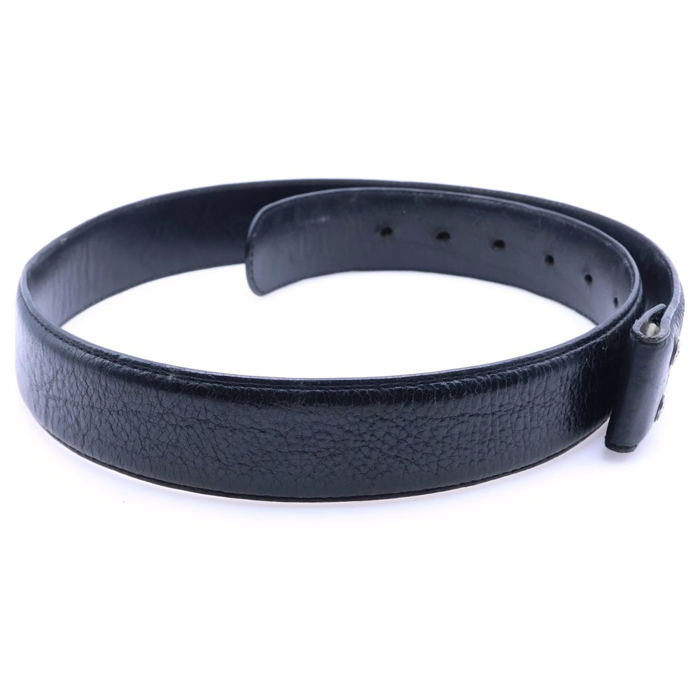 CHROME HEARTS(クロムハーツ) 1.5 STRAP 1.5inch スクロールラベルリベッツ レザーベルト ブラック