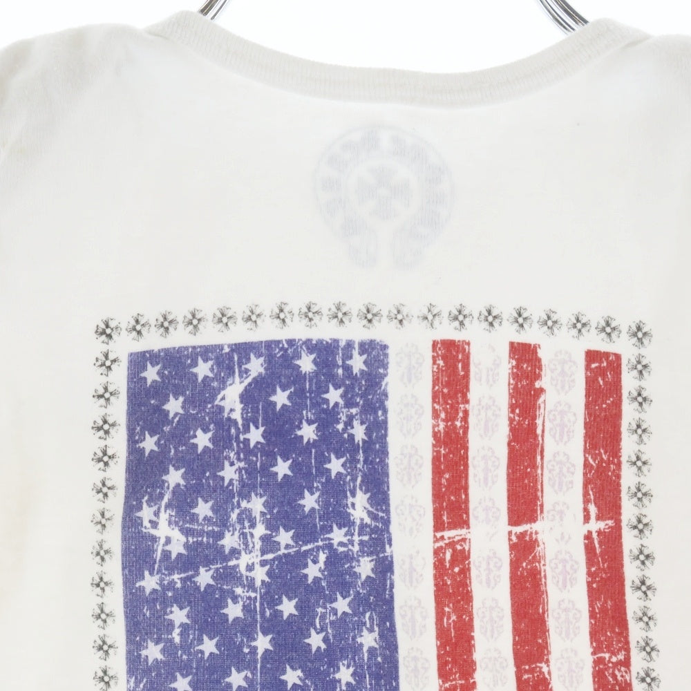 CHROME HEARTS(クロムハーツ) ROMPERS アメリカンフラッグ スクロールラベルプリント ロンパース ホワイト ベビー服