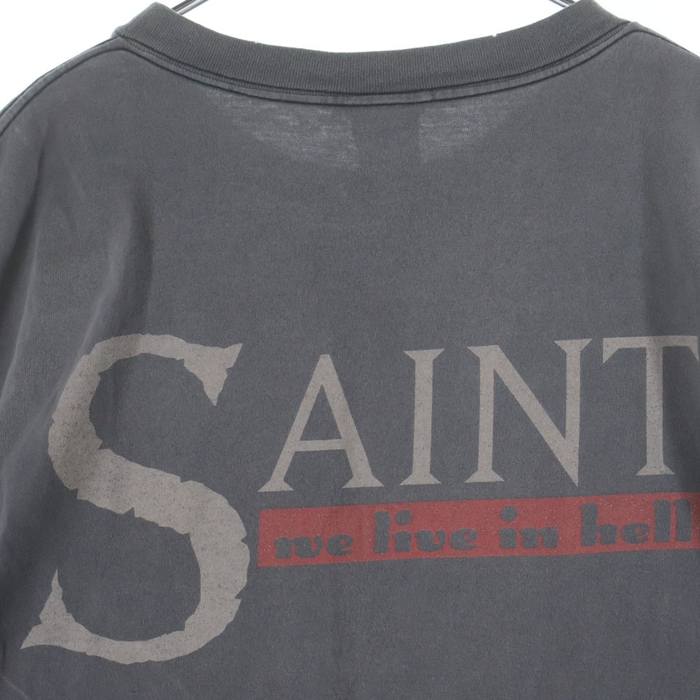 SAINT MICHAEL(セントマイケル) 23SS SS TEE WE LIVE HELL ダメージ加工 半袖Tシャツ グレー SM-S23-0000-009