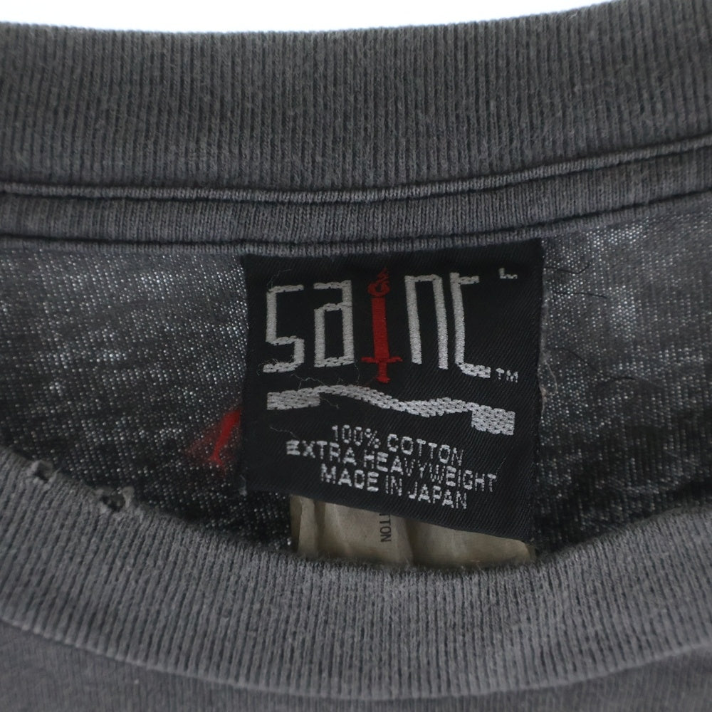 SAINT MICHAEL(セントマイケル) 23SS SS TEE WE LIVE HELL ダメージ加工 半袖Tシャツ グレー SM-S23-0000-009