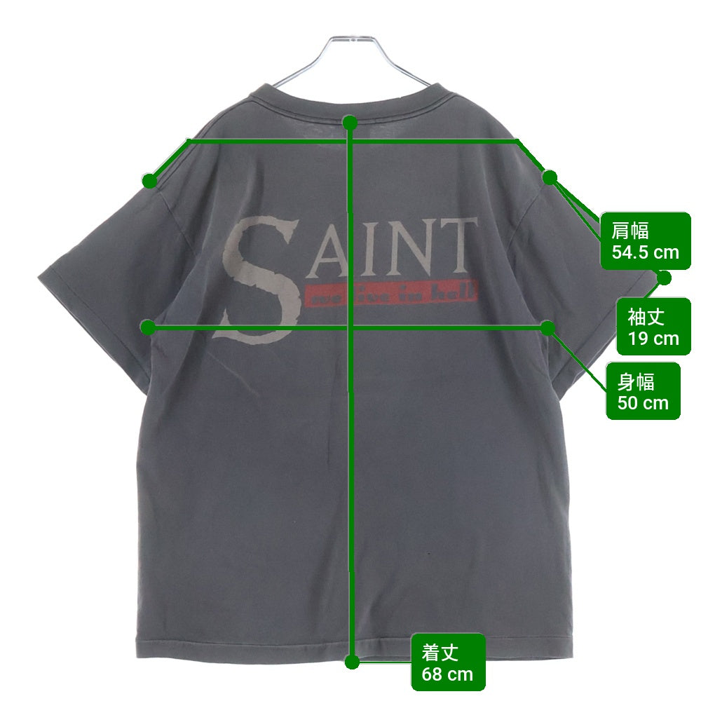 SAINT MICHAEL(セントマイケル) 23SS SS TEE WE LIVE HELL ダメージ加工 半袖Tシャツ グレー SM-S23-0000-009