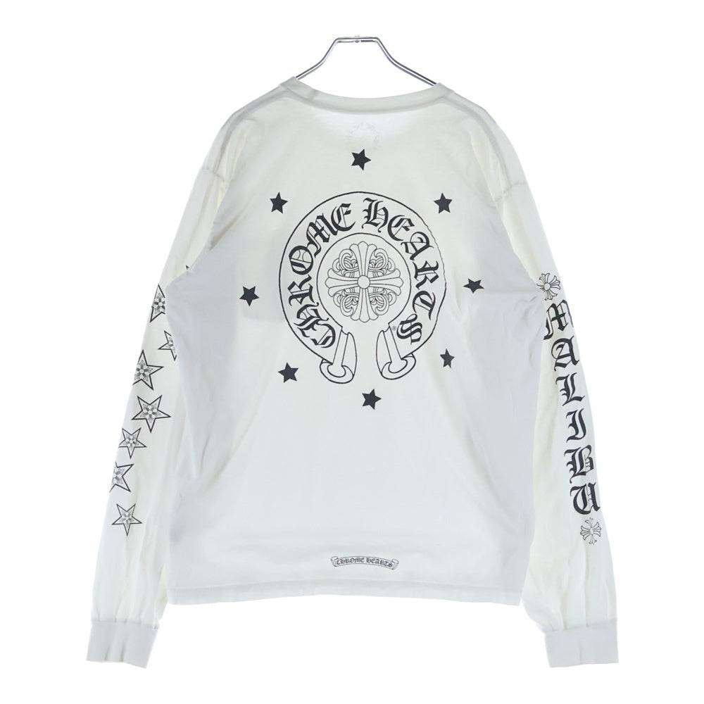 CHROME HEARTS(クロムハーツ) フローラルクロス デザイン ホースシュー プリンテッド 長袖 Tシャツ ホワイト