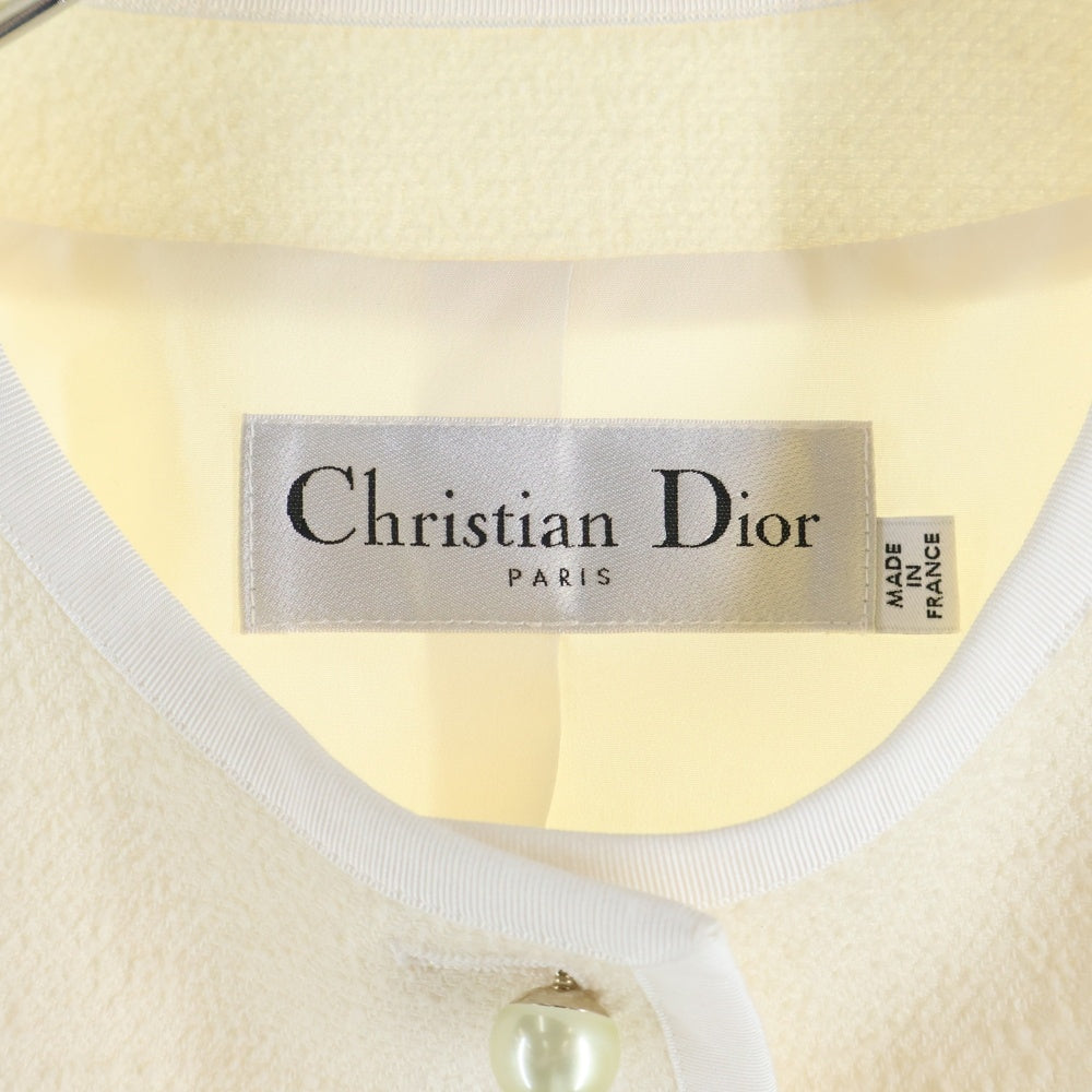 Christian Dior(クリスチャンディオール) 24SS Wool Collarless jacket ウール ノーカラージャケット アイボリー レディース 421V58A1761