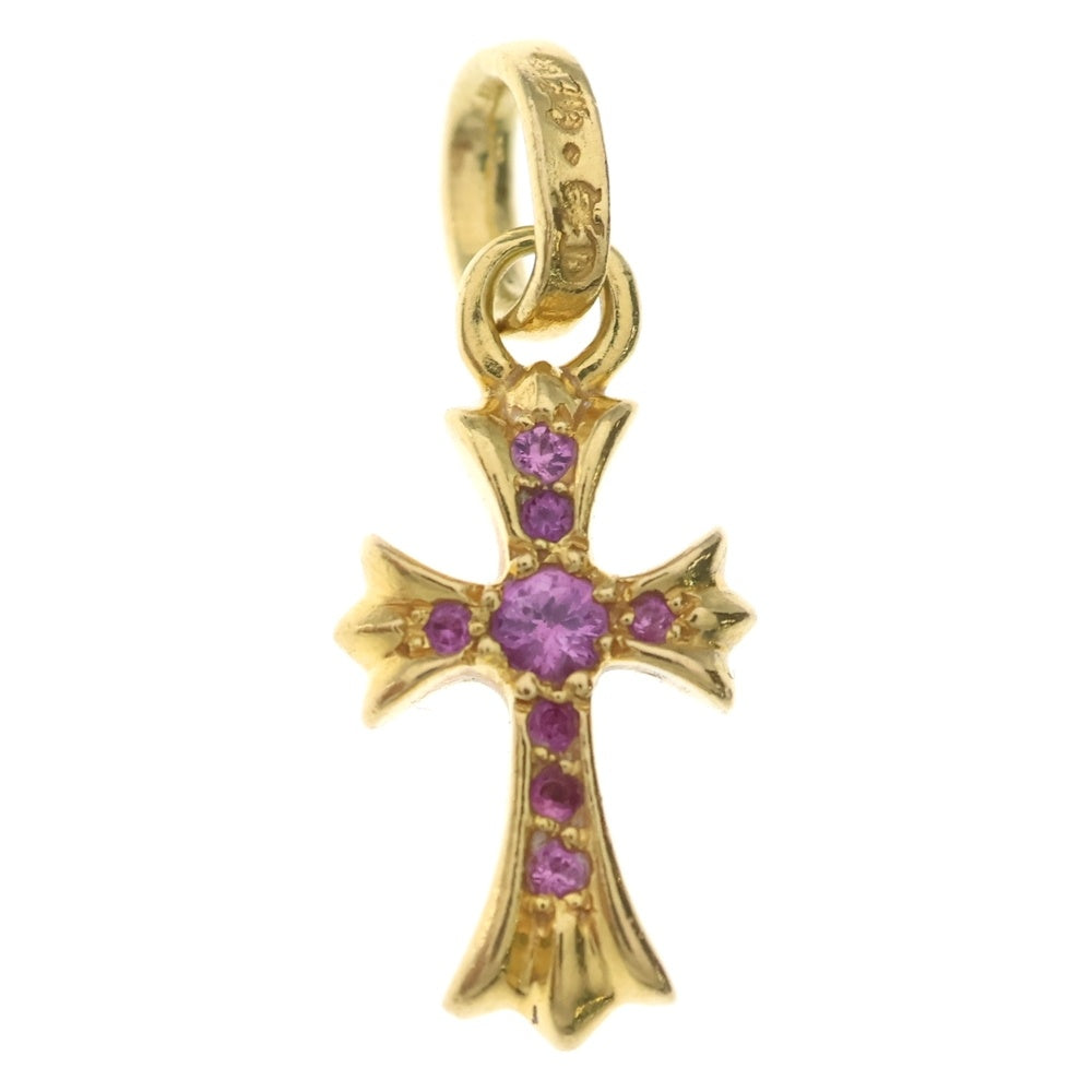 CHROME HEARTS(クロムハーツ) 22K CRS BBYFAT P SAP P ベイビーファット PAVEピンクサファイアチャームゴールドネックレストップ