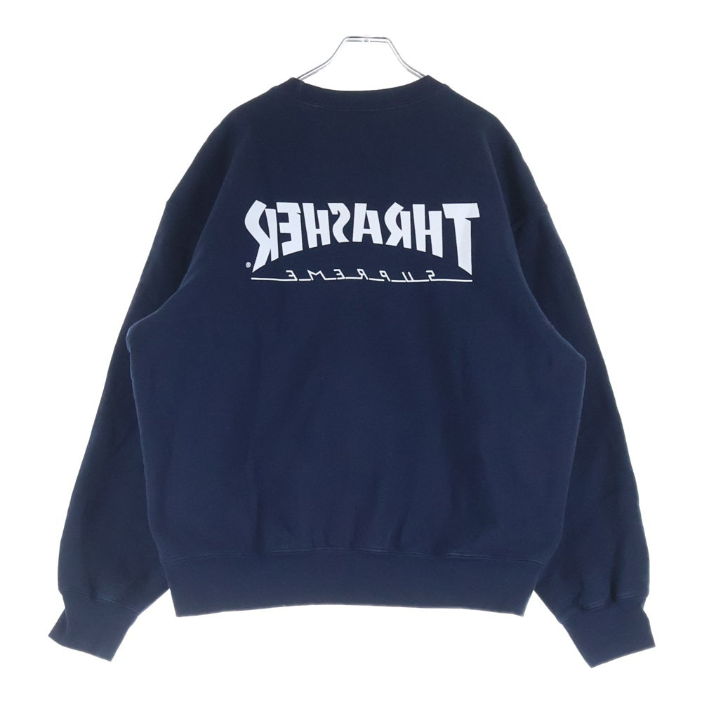 SUPREME(シュプリーム) 24AW Thrasher Crewneck スラッシャー フロントフォトデザイン クルーネック スウェット トレーナー ネイビー