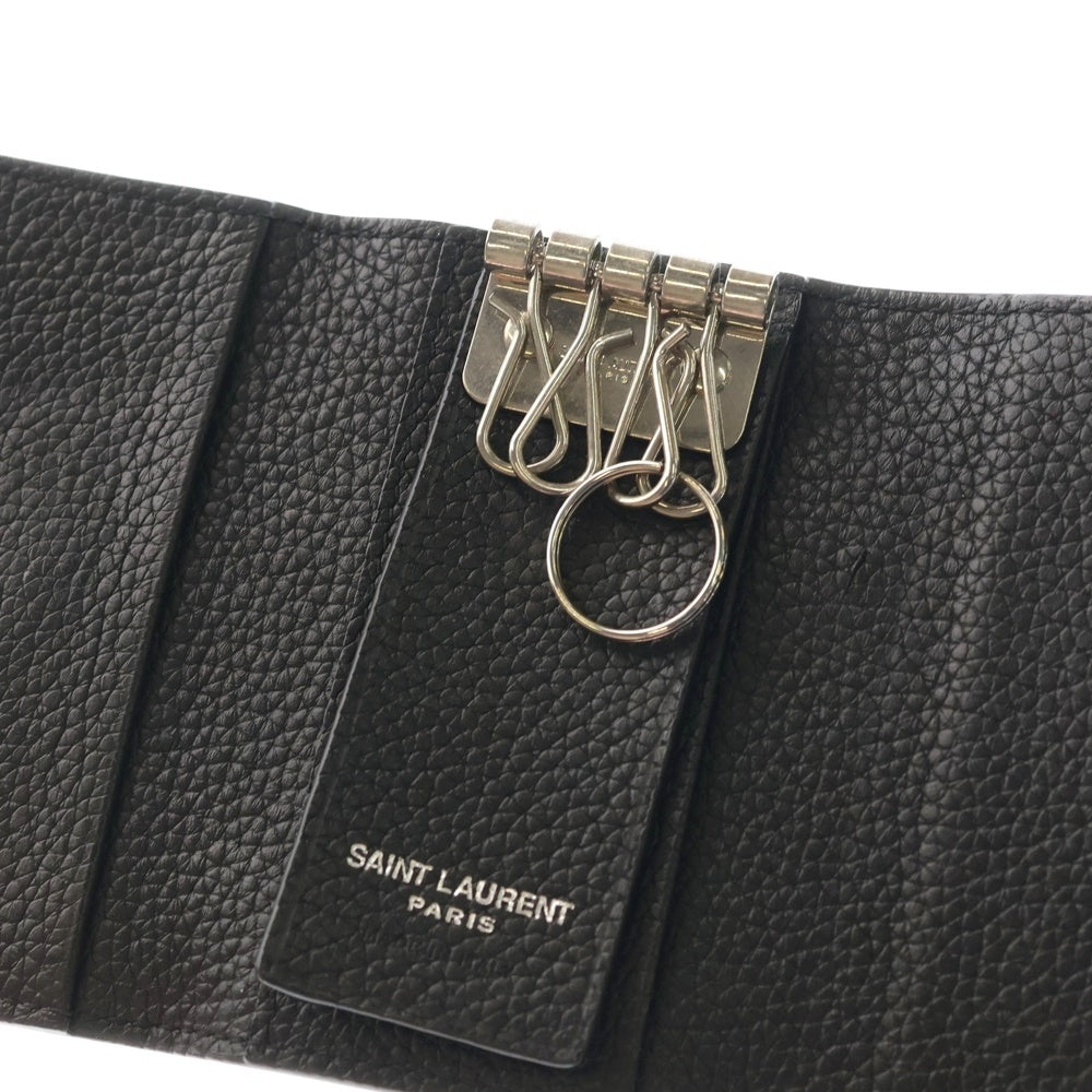 SAINT LAURENT PARIS(サンローランパリ) ロゴ レザーキーケース ブラック