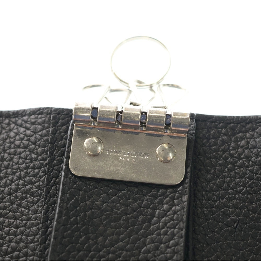 SAINT LAURENT PARIS(サンローランパリ) ロゴ レザーキーケース ブラック