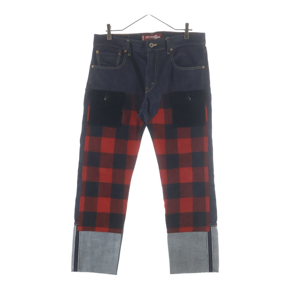 JUNYA WATANABE COMME des GARCONS(ジュンヤワタナベ コムデギャルソン) × Levi's チェック柄切り替え マルチポケット ジップアップ デニムパンツ インディゴ WT-P215