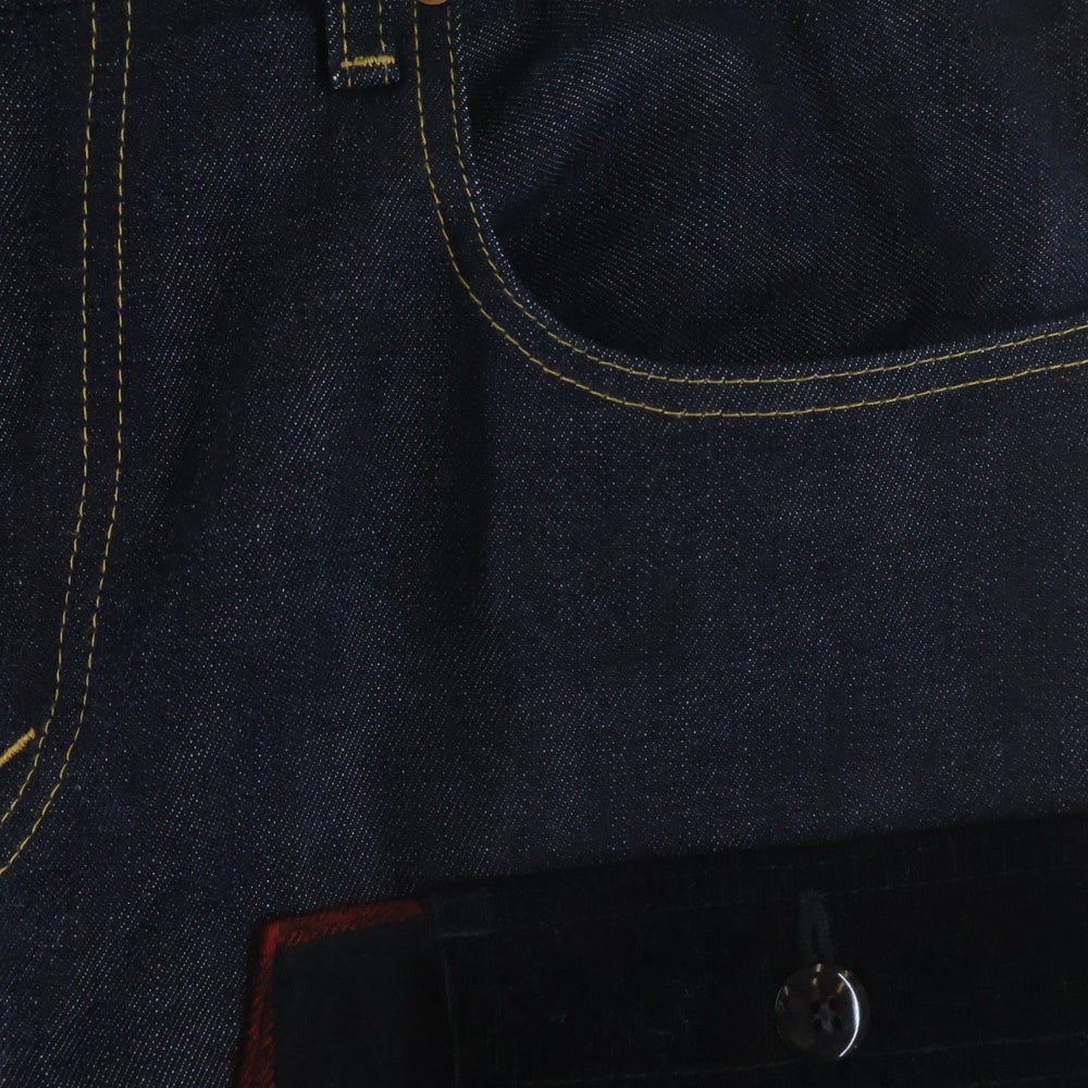 JUNYA WATANABE COMME des GARCONS(ジュンヤワタナベ コムデギャルソン) × Levi's チェック柄切り替え マルチポケット ジップアップ デニムパンツ インディゴ WT-P215