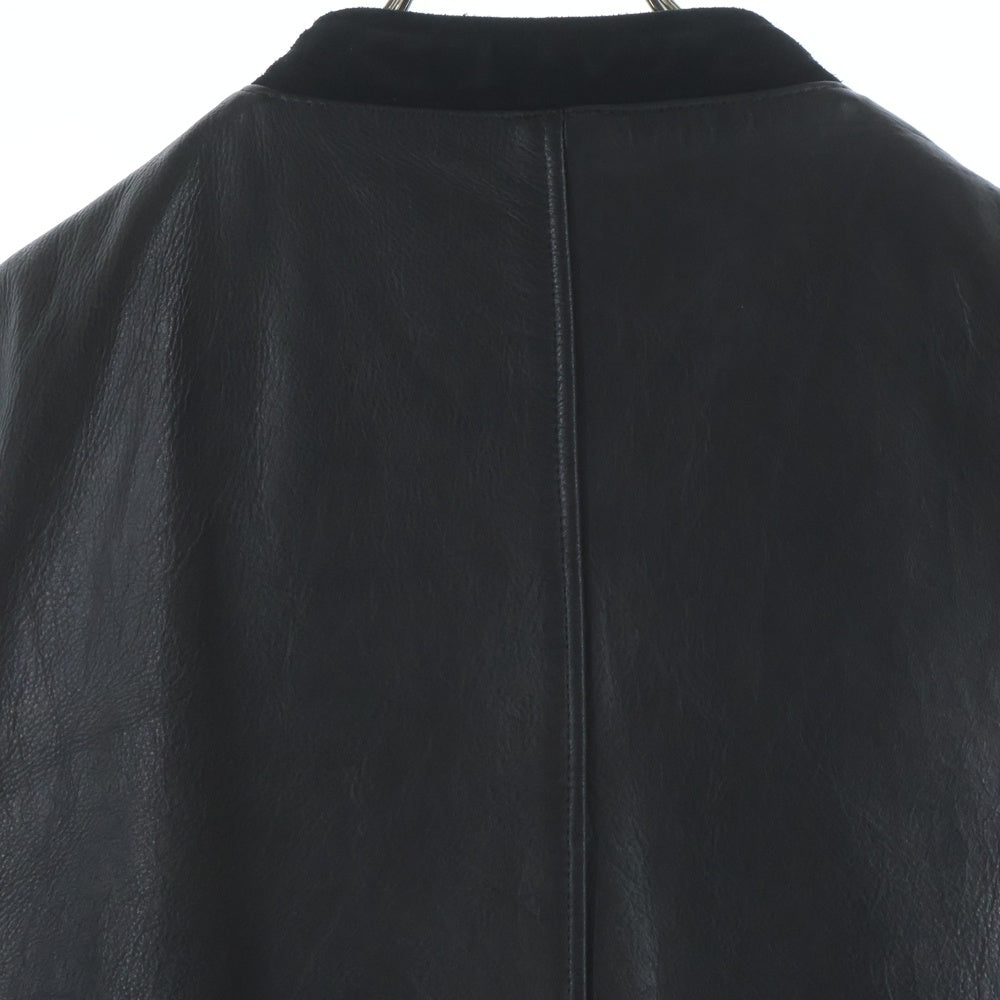 SAMS LEATHERS(サムズレザー) ロゴパッチ付き フロントボタンダウン カウレザー ブルゾン ジャケット ブラック