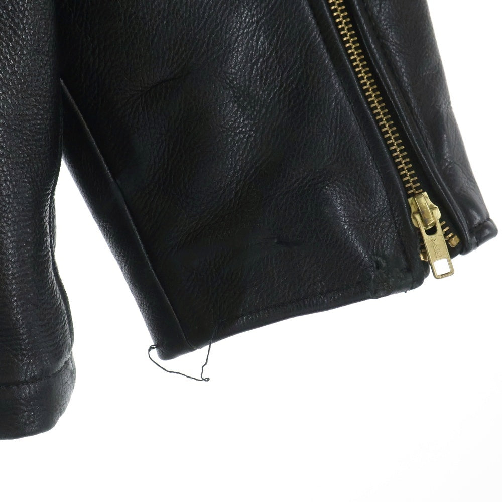 SAMS LEATHERS(サムズレザー) ロゴパッチ付き フロントボタンダウン カウレザー ブルゾン ジャケット ブラック