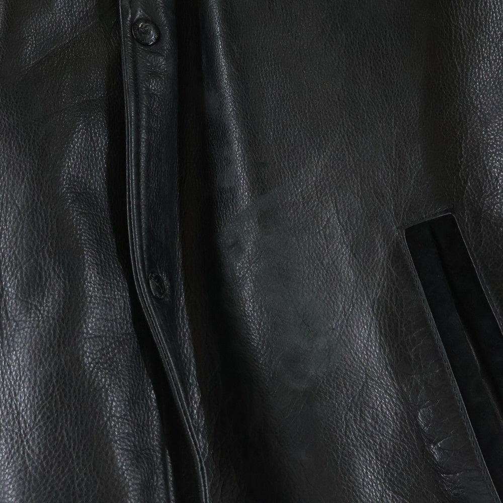 SAMS LEATHERS(サムズレザー) ロゴパッチ付き フロントボタンダウン カウレザー ブルゾン ジャケット ブラック