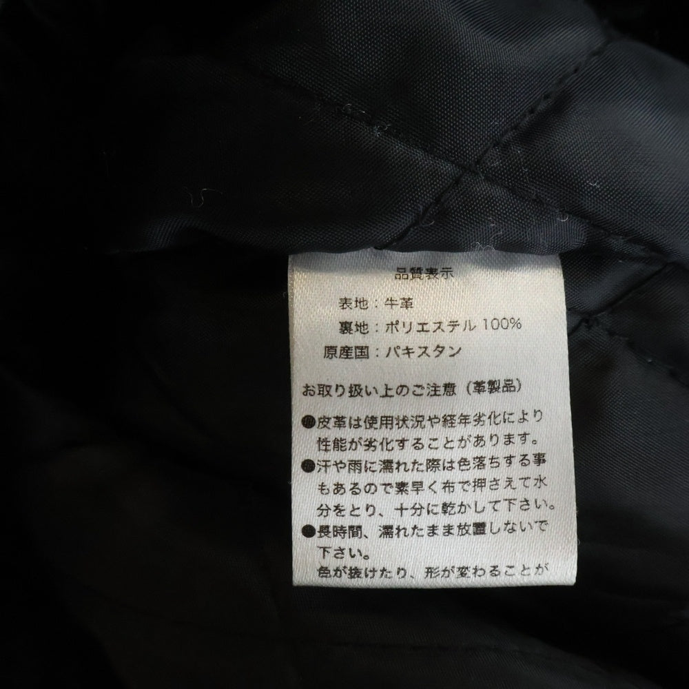 SAMS LEATHERS(サムズレザー) ロゴパッチ付き フロントボタンダウン カウレザー ブルゾン ジャケット ブラック