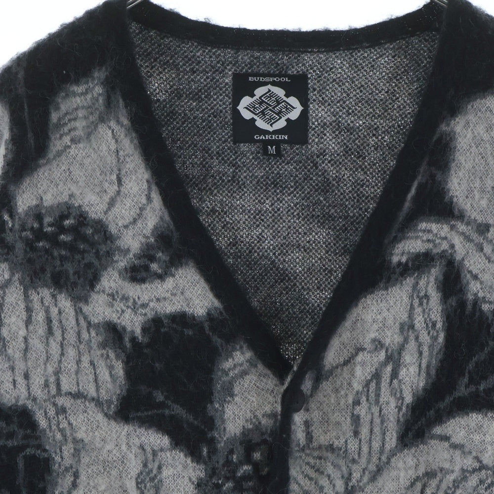 GAKKIN(ガッキン) ×BUDSPOOL 浮蓮華 JACQUARD MOHAIR KNIT CARDIGAN ×バッズプール ジャカード モヘアニットカーディガン ブラック