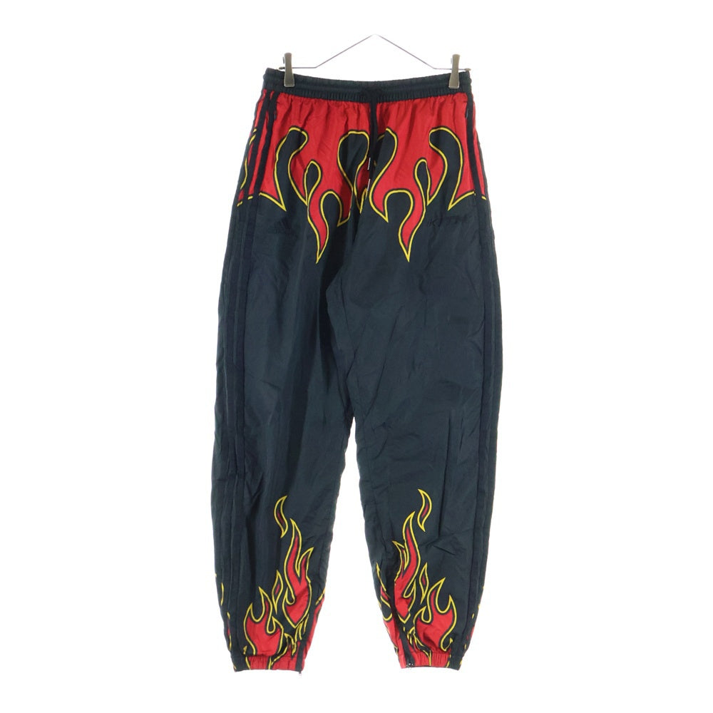 KITH(キス) ×adidas Football Flame Pant ×アディダス ファイヤーデザイン ナイロンパンツ ジョガーパンツ ブラック