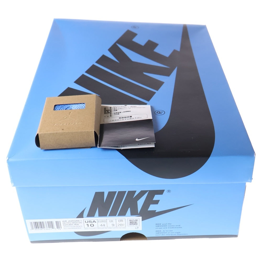 NIKE(ナイキ) AIR JORDAN 1 RETRO HIGH OG UNIVERSITY BLUE/UNC TOE エアジョーダン1 レトロ OG UNCトゥ ハイカットスニーカー US10/28cm DZ5485-400