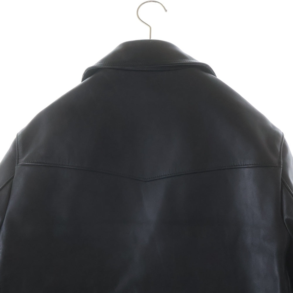 666 LEATHER WEAR(トリプルシックスレザーウェア) LJM-1L サイドベルト タータン裏地 シングルライダースジャケット ブラック