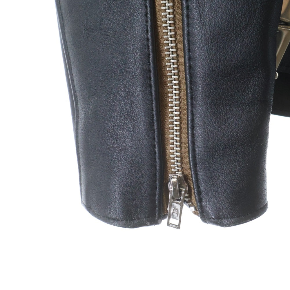 666 LEATHER WEAR(トリプルシックスレザーウェア) LJM-1L サイドベルト タータン裏地 シングルライダースジャケット ブラック