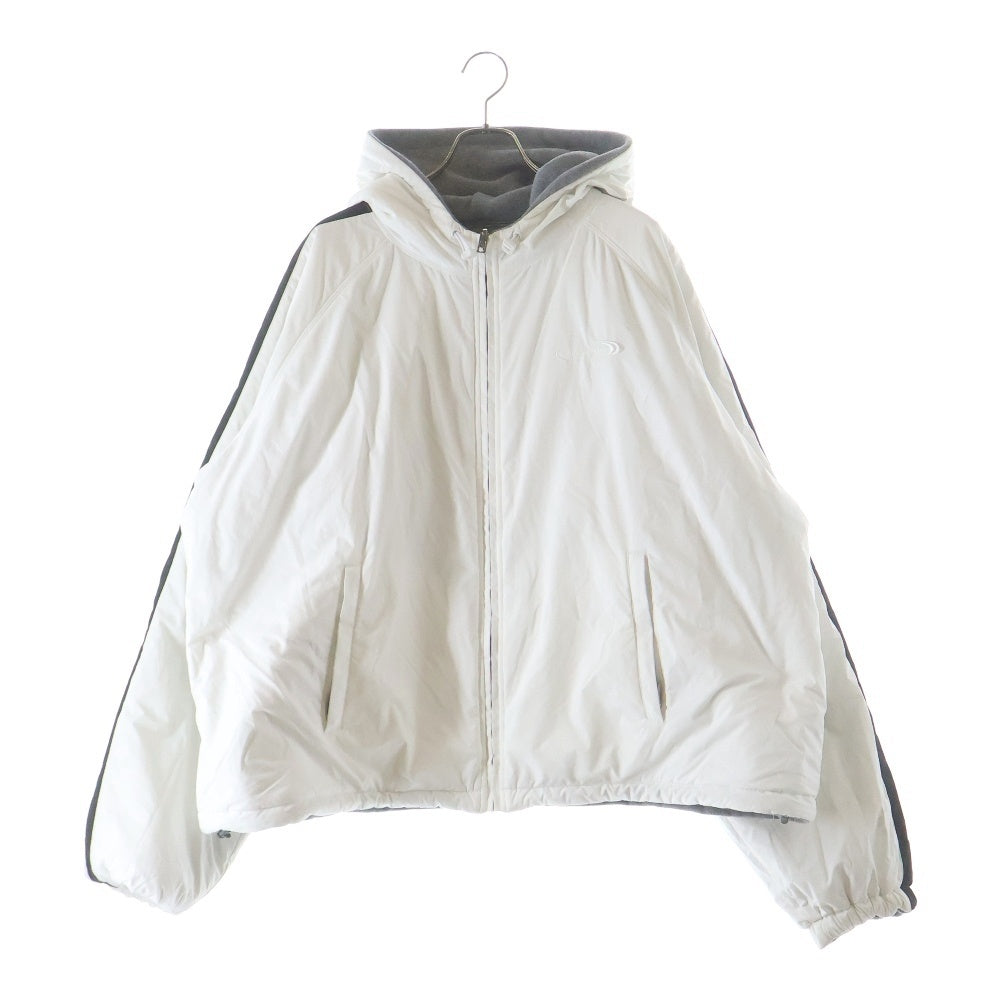 ALEXANDER WANG(アレキサンダーワン) エンブロイダリーデザイン フーデット ジップアップ リバーシブルジャケット グレー/ホワイト UWC1252038