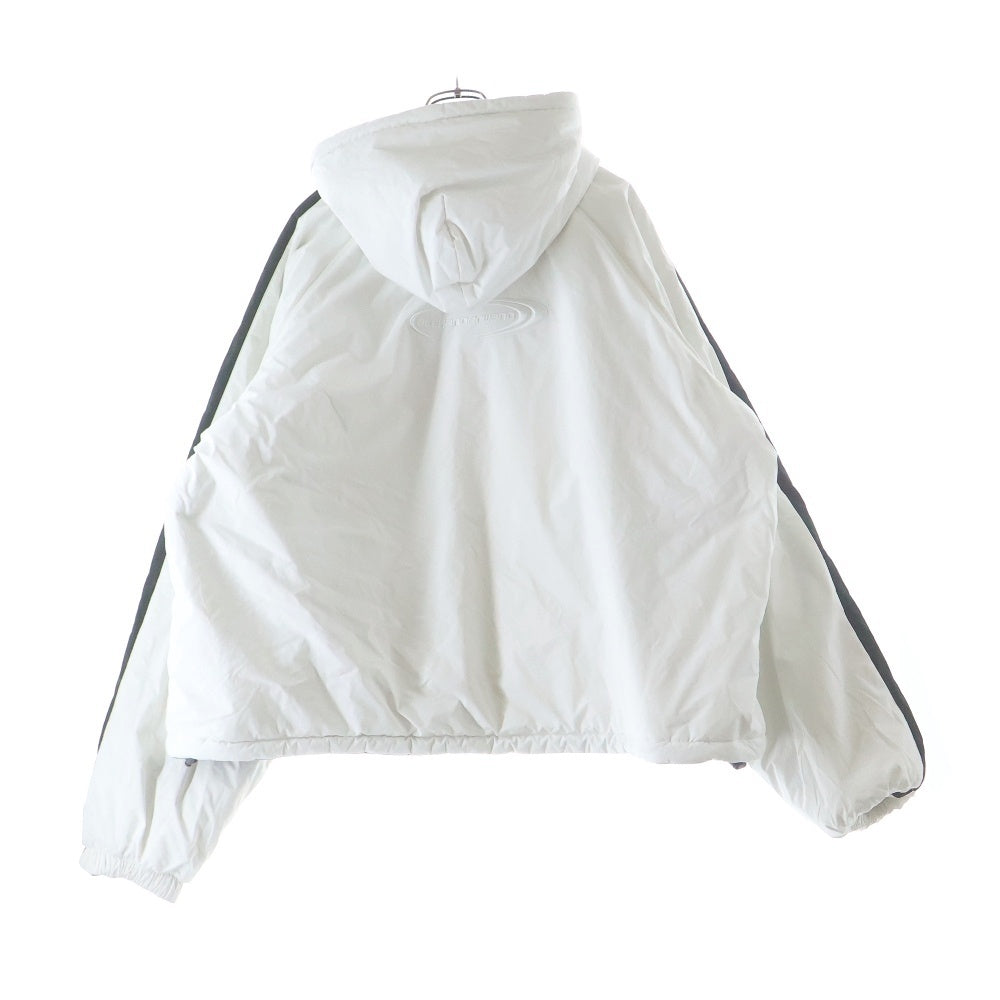 ALEXANDER WANG(アレキサンダーワン) エンブロイダリーデザイン フーデット ジップアップ リバーシブルジャケット グレー/ホワイト UWC1252038