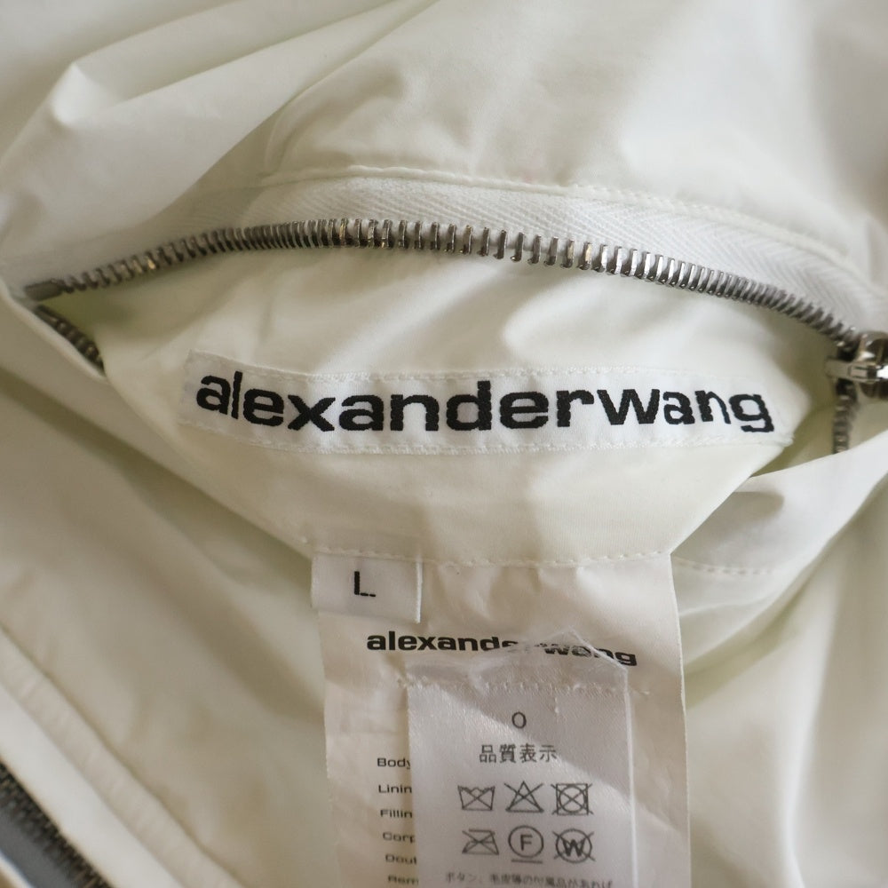 ALEXANDER WANG(アレキサンダーワン) エンブロイダリーデザイン フーデット ジップアップ リバーシブルジャケット グレー/ホワイト UWC1252038
