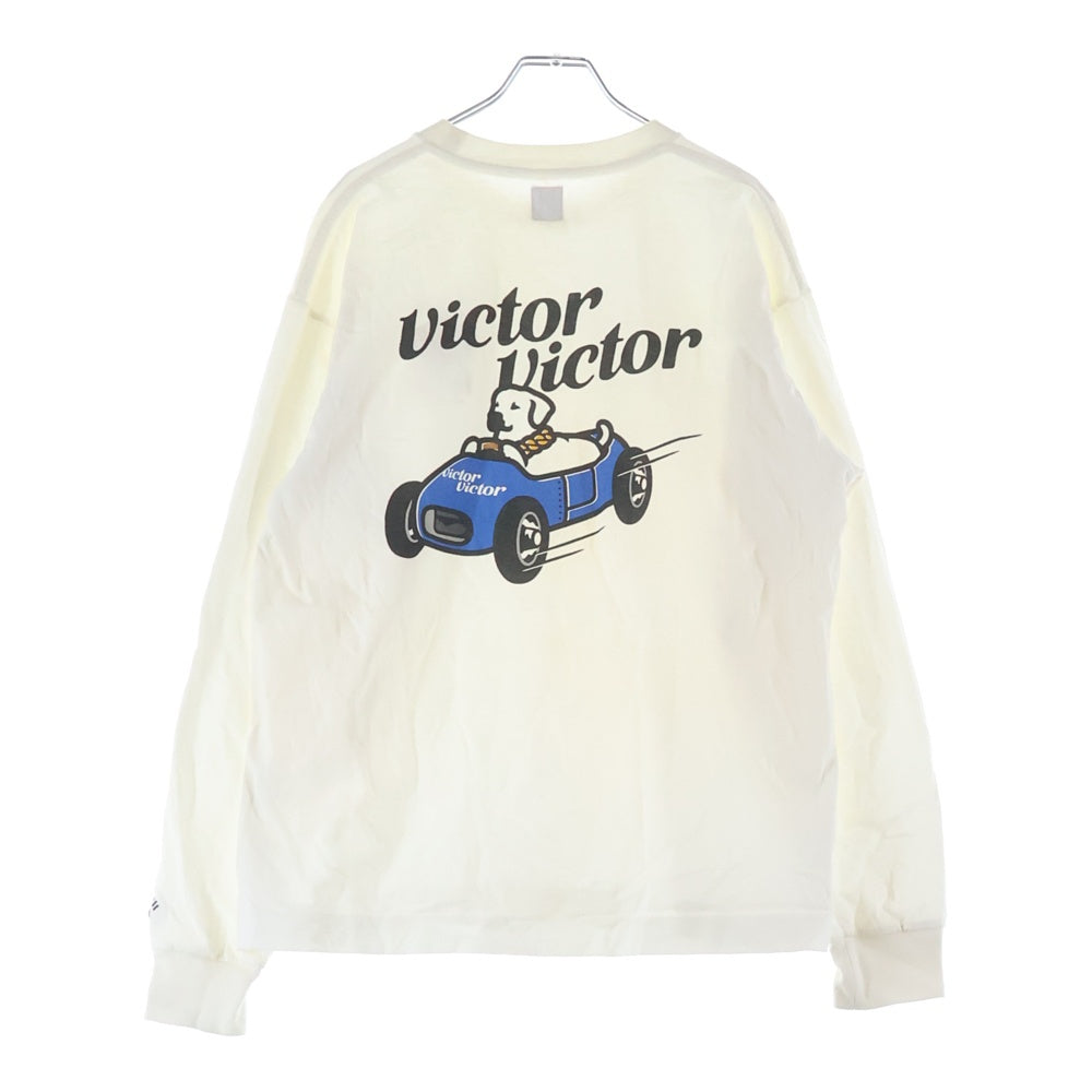 HUMAN MADE(ヒューマンメイド) 23SS ×VICTOR VICTOR WORLDWIDE L/S TEE ヴィクター ヴィクター ワールドワイド クルーネック カットソー 長袖Tシャツ ホワイト