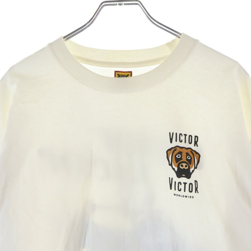 HUMAN MADE(ヒューマンメイド) 23SS ×VICTOR VICTOR WORLDWIDE L/S TEE ヴィクター ヴィクター ワールドワイド クルーネック カットソー 長袖Tシャツ ホワイト