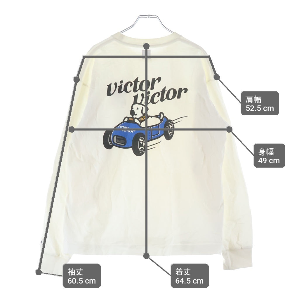 HUMAN MADE(ヒューマンメイド) 23SS ×VICTOR VICTOR WORLDWIDE L/S TEE ヴィクター ヴィクター ワールドワイド クルーネック カットソー 長袖Tシャツ ホワイト