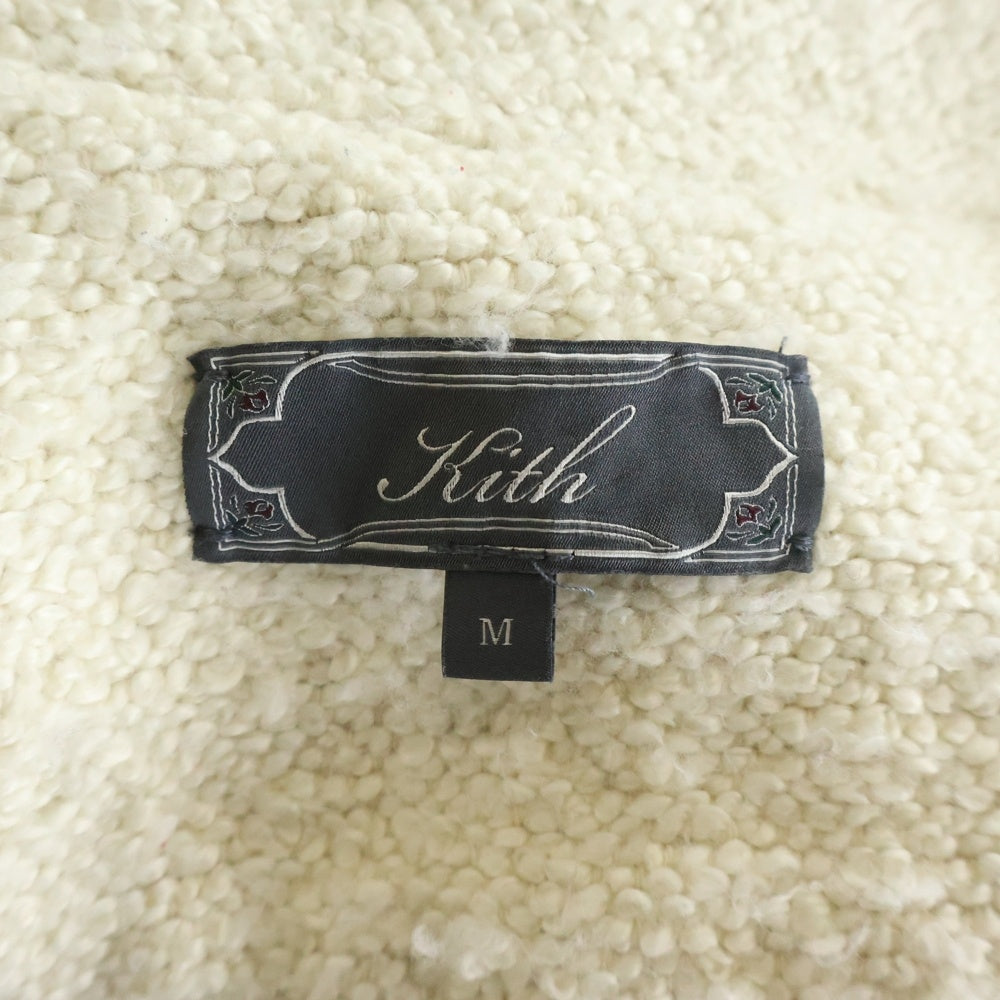 KITH(キス) フロントエンブロイダリーデザイン ダブルフラップポケット ジップアップ ボアジャケット ホワイト 25-020-060-0006-3-0