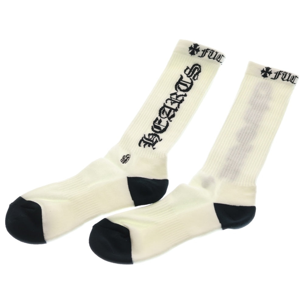 CHROME HEARTS(クロムハーツ) ENGLISH SOCKS ジャガードロゴ ハイソックス 靴下 ホワイト