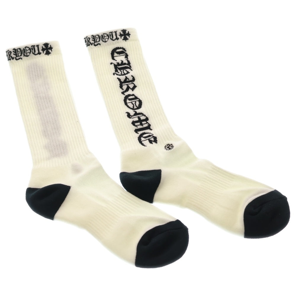 CHROME HEARTS(クロムハーツ) ENGLISH SOCKS ジャガードロゴ ハイソックス 靴下 ホワイト