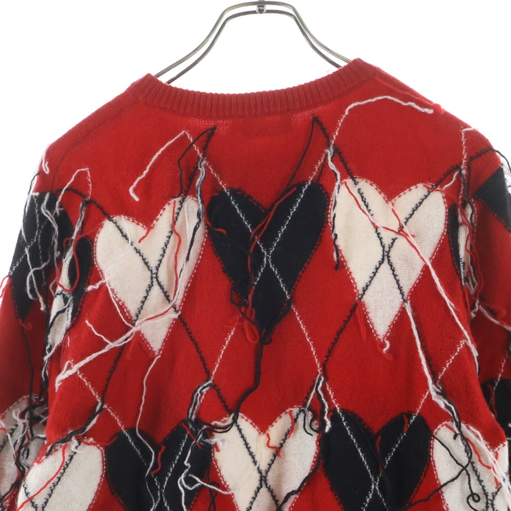 CHARLES JEFFREY LOVERBOY(チャールズジェフリーラバーボーイ) GUDDLE JUMPER ハート デザインニット セーター レッド
