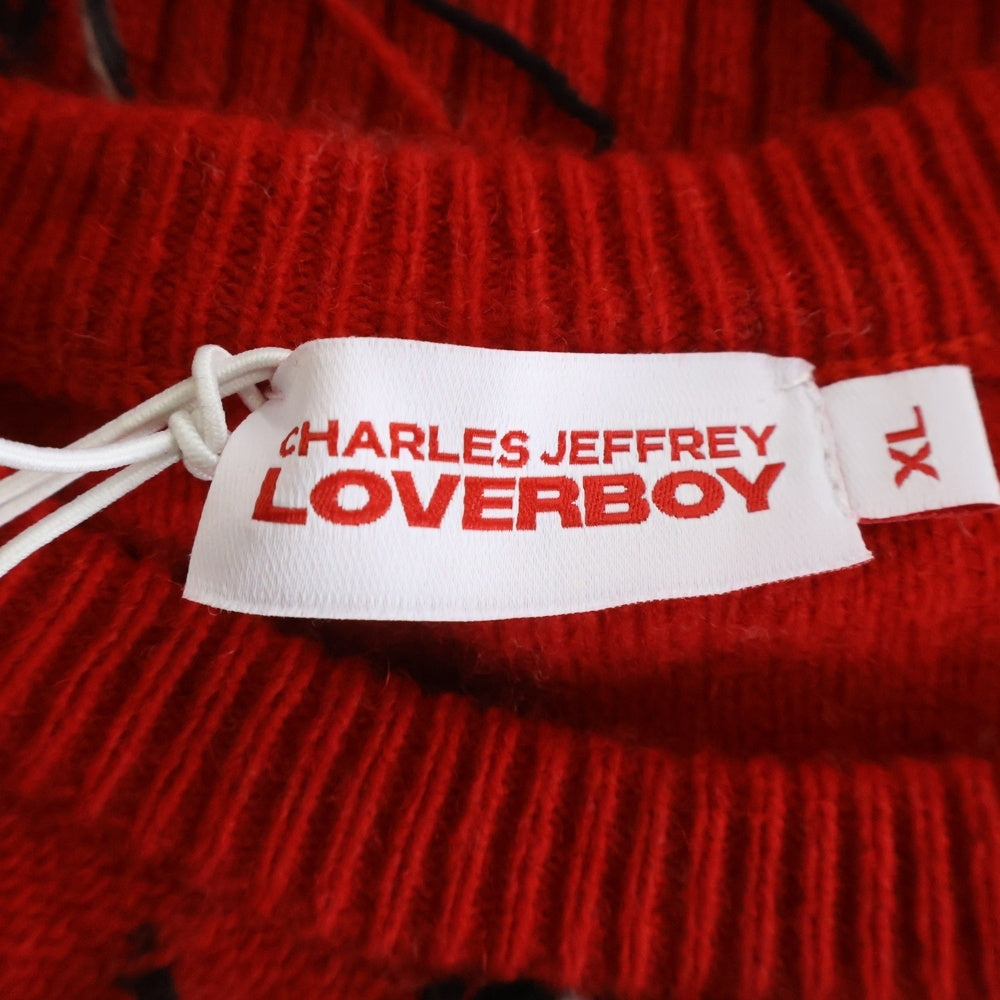 CHARLES JEFFREY LOVERBOY(チャールズジェフリーラバーボーイ) GUDDLE JUMPER ハート デザインニット セーター レッド