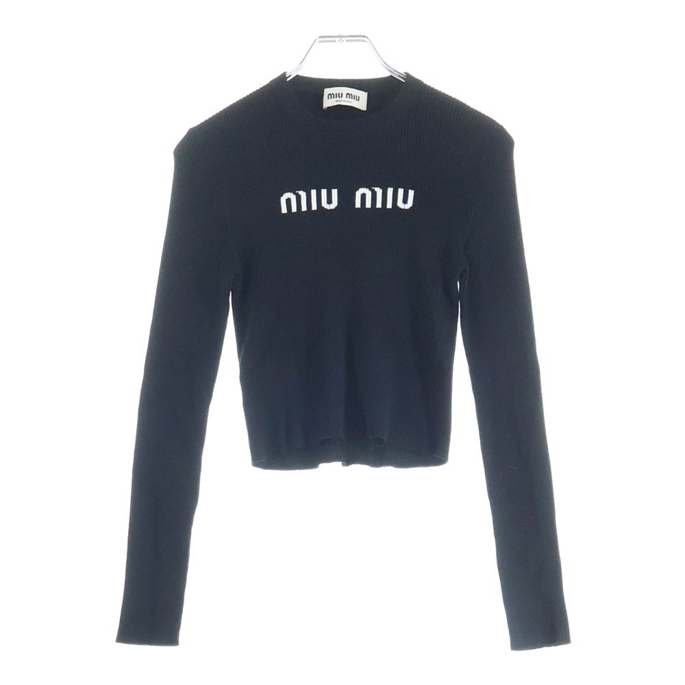 miumiu(ミュウミュウ) Wool and Cashmere Long-Sleeved Knit Sweater ビスコース ウールカシミヤ 長袖ニット セーター レディース ブラック MML787 12TJ F0002 S 232