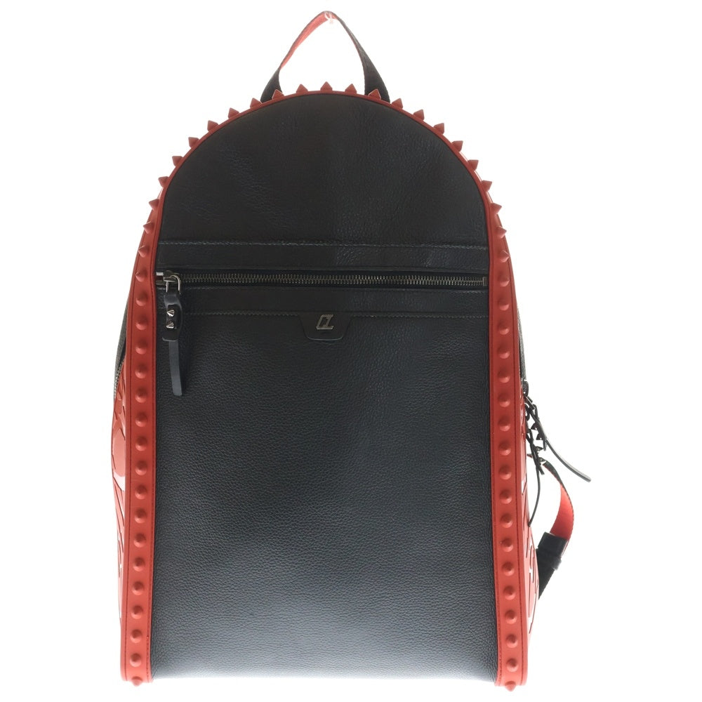 CHRISTIAN LOUBOUTIN(クリスチャンルブタン) ラバースタッズ レザーバックパック リュック ブラック/レッド