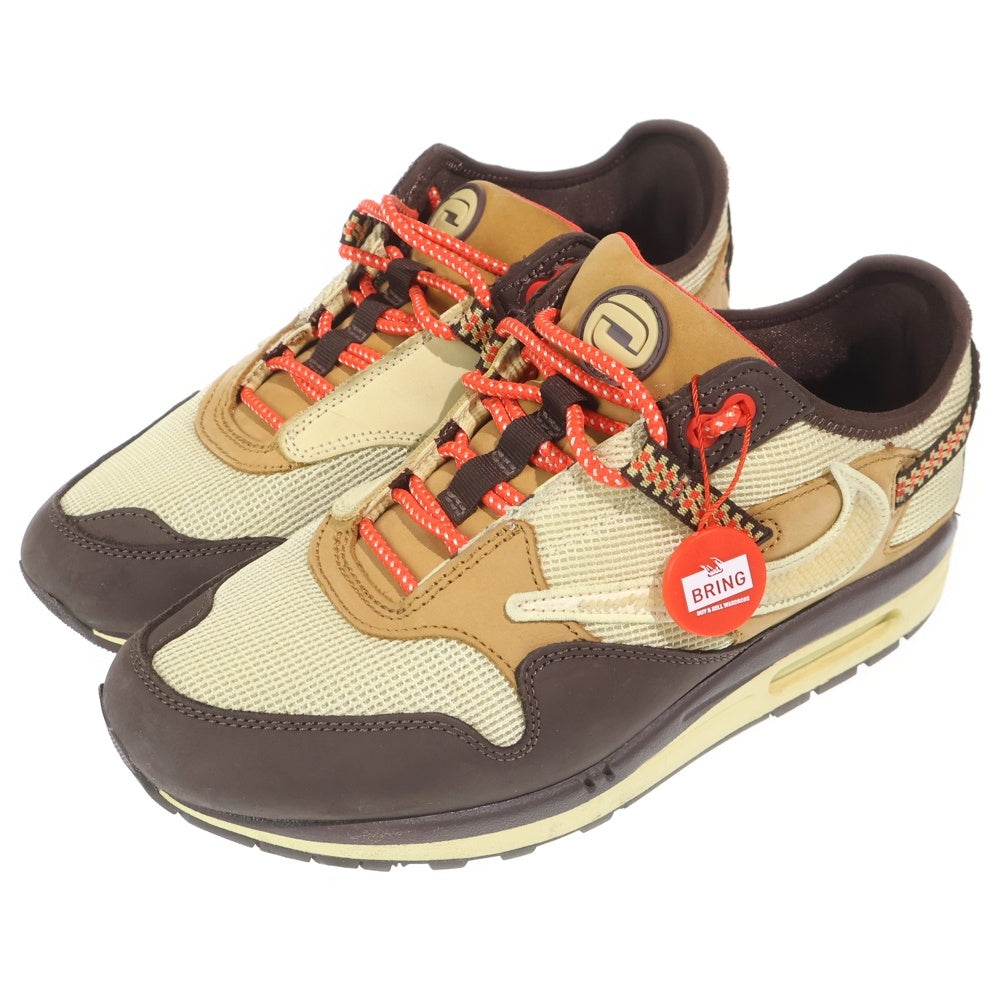 NIKE(ナイキ) ×TRAVIS SCOTT AIR MAX 1 CJ BAROQUE BROWN DO9392-200 トラヴィススコット エアマックス1 カクタスジャック ローカートスニーカー ブラウン US8.5/26.5cm
