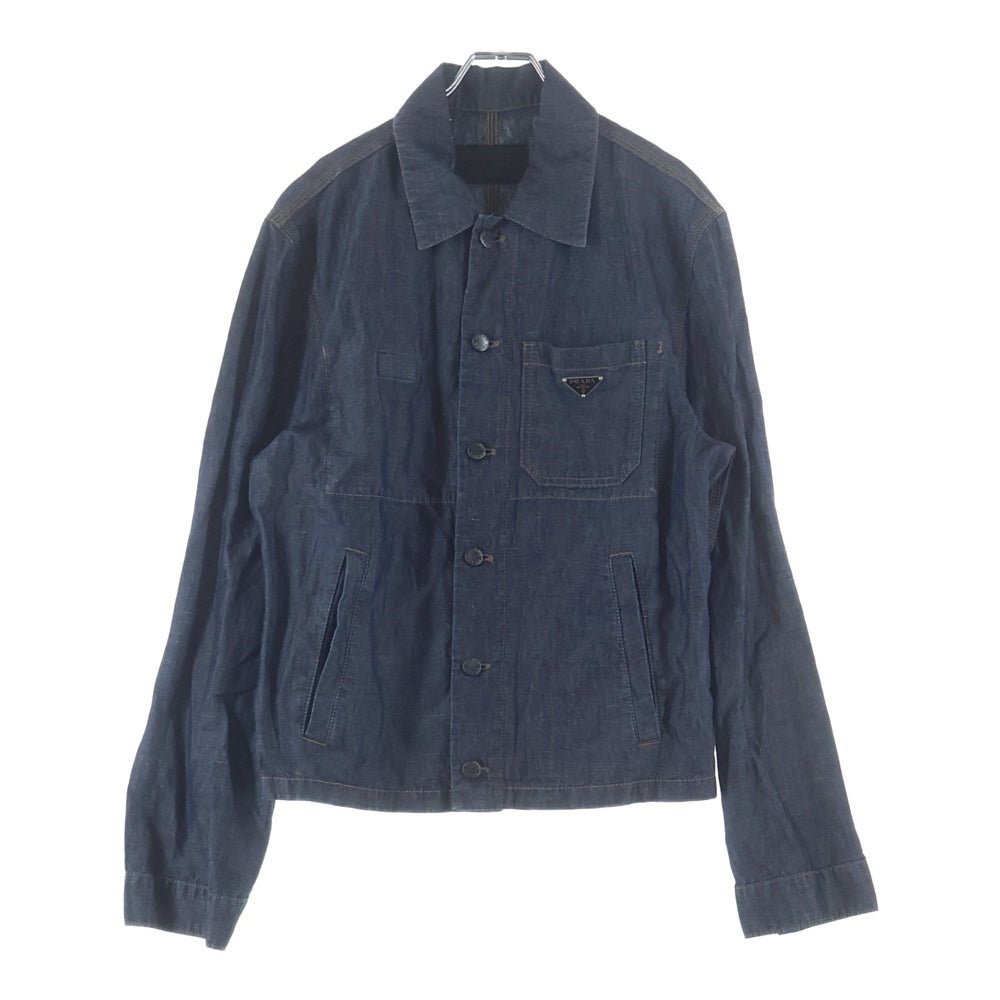 PRADA(プラダ) Triangle Chambray Blouson トライアングルシャンブレーブルゾン 長袖シャツ インディゴ GEB254