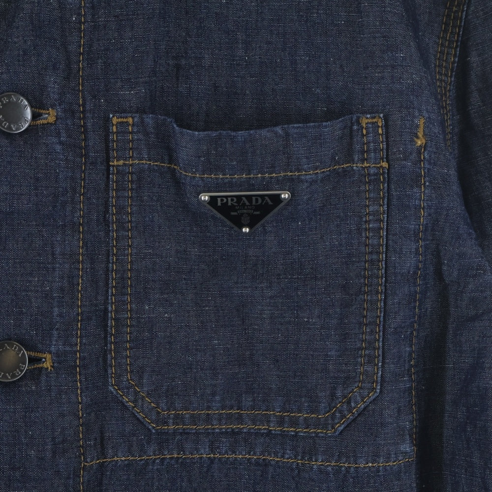 PRADA(プラダ) Triangle Chambray Blouson トライアングルシャンブレーブルゾン 長袖シャツ インディゴ GEB254