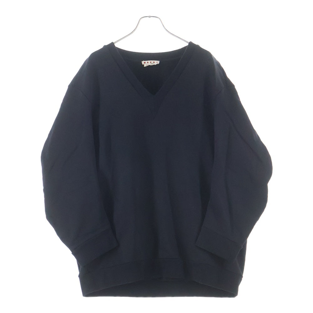 MARNI(マルニ) 24AW V-neck Long Sleeve Tee Vネック トレーナー スウェット ブラック ABJE1350S0