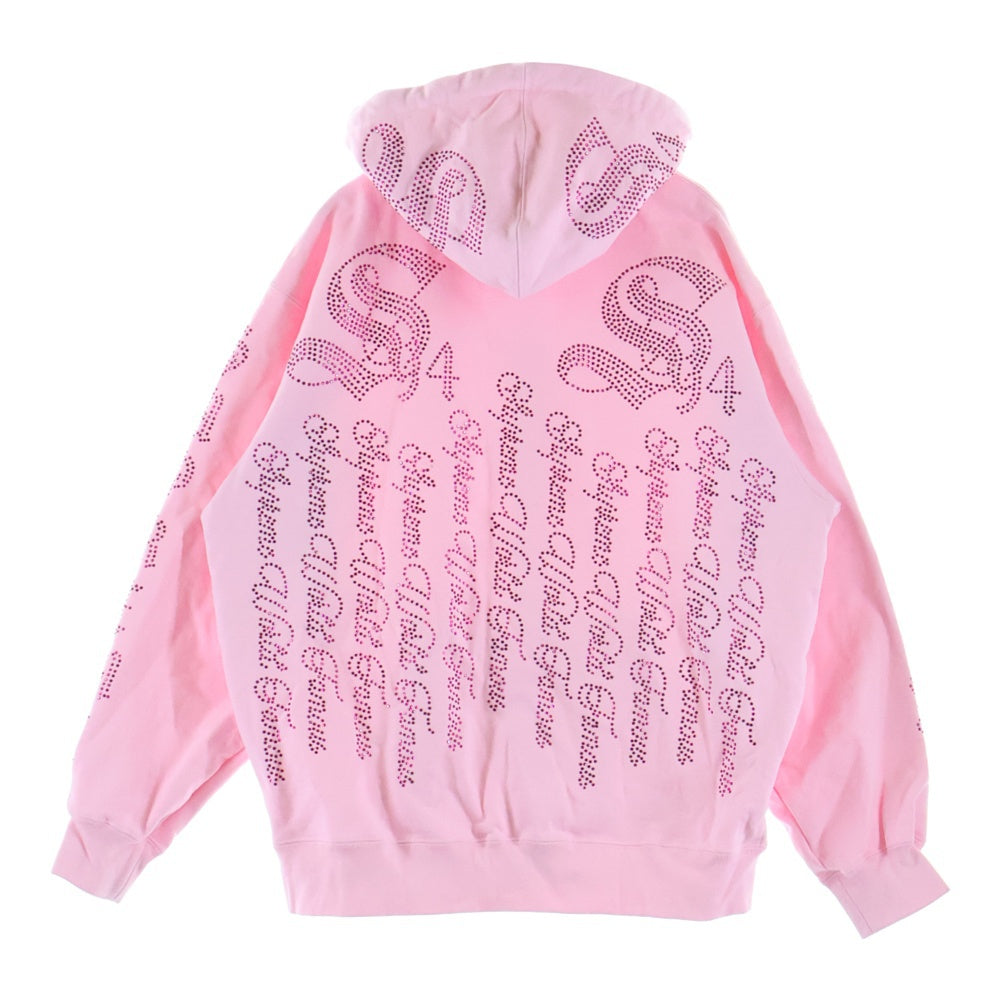 SUPREME(シュプリーム) 22SS Rhinestone Zip up Hooded Sweatshirt ラインストーンジップアップフーデッドスウェットシャツ ピンク