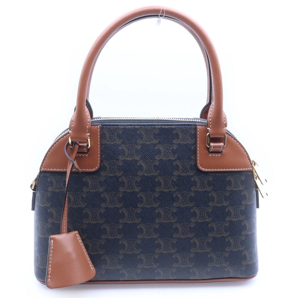 CELINE(セリーヌ) トリオンフ スモールボーリング 2wayハンドバッグ ショルダーバッグ ブラウン PVC×レザー ゴールド金具 レディース