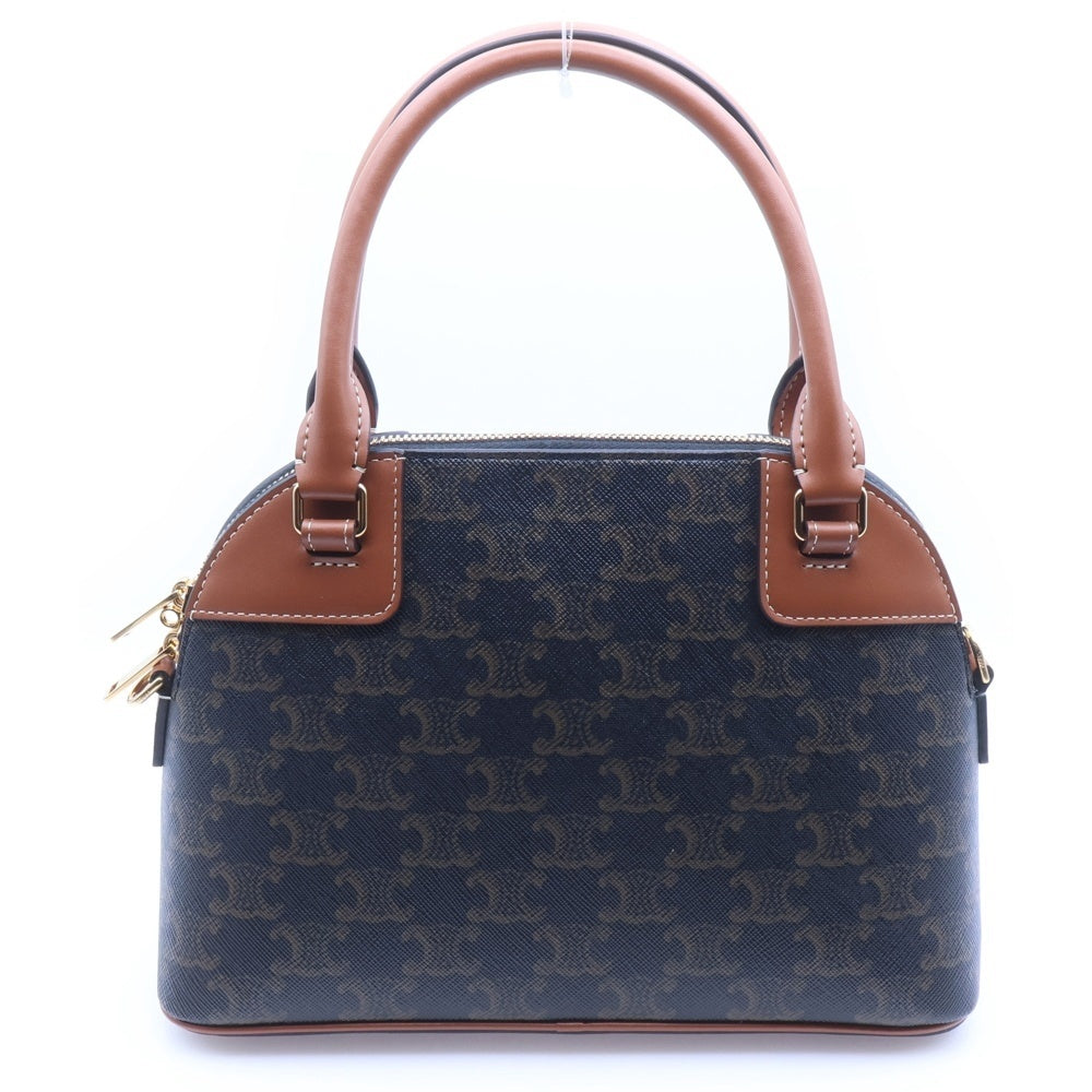 CELINE(セリーヌ) トリオンフ スモールボーリング 2wayハンドバッグ ショルダーバッグ ブラウン PVC×レザー ゴールド金具 レディース