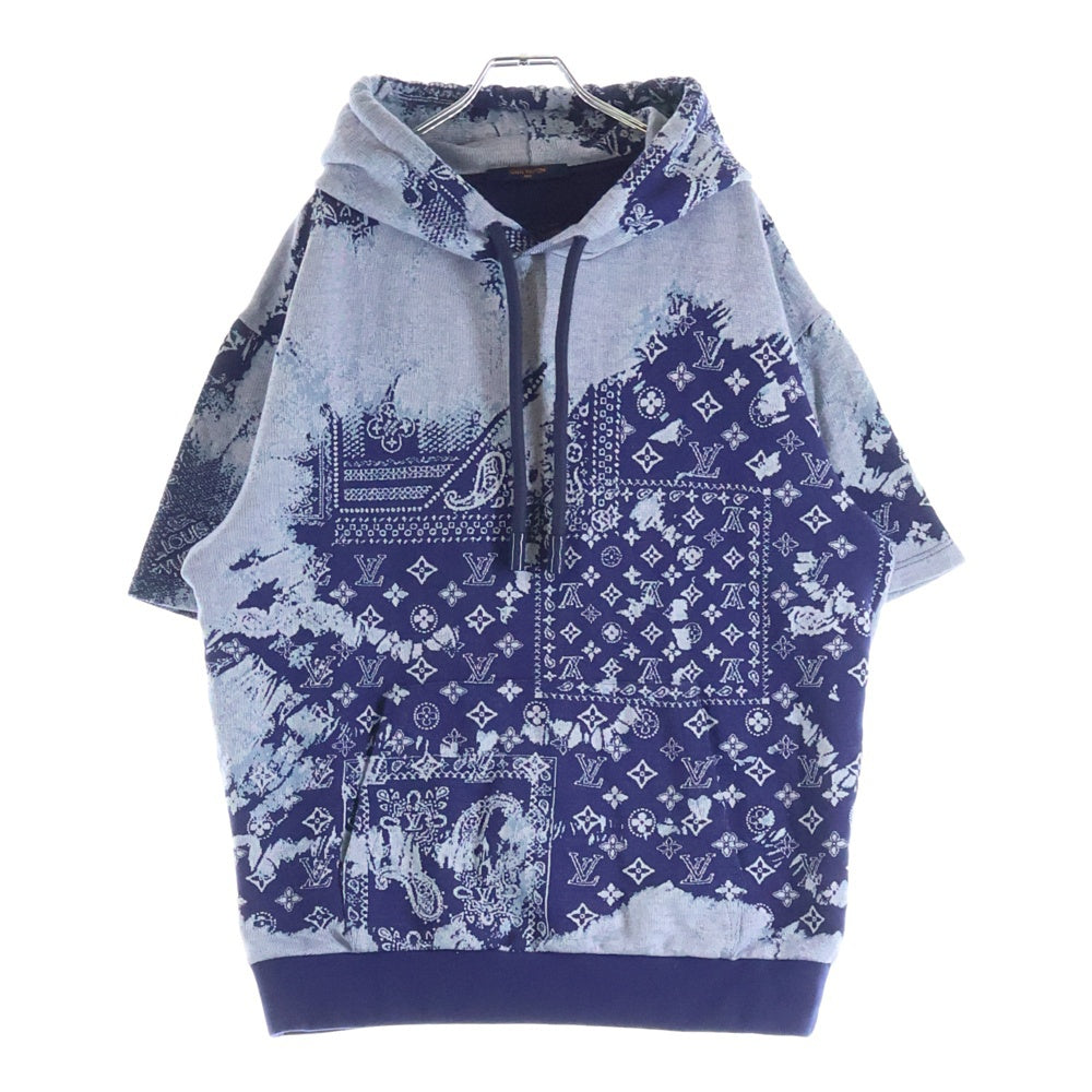 LOUIS VUITTON(ルイヴィトン) Short Sleeve Hoodie ショートスリーブフーディー 半袖パーカー ブルー RM222M N31 HNY28W