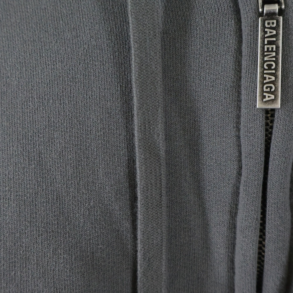 BALENCIAGA(バレンシアガ) Human Being Round Zip-Up Hoodie フロントロゴ ラウンドジップアップフーディー パーカー グレー 827153 TSVB9