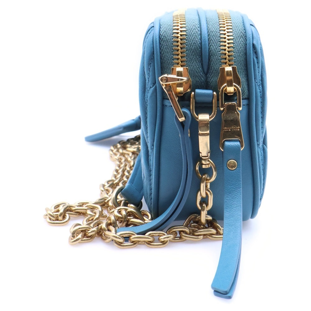 miumiu(ミュウミュウ) マテラッセ ミニ レザーショルダーバッグ ブルー 5BP045 レディース