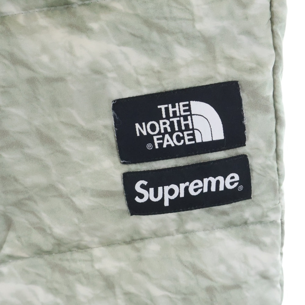 SUPREME(シュプリーム) ×THE NORTH FACE Paper Print Nuptse Pant ×ザノースフェイス ペーパープリント総柄 ナイロンパンツ グレー ND918051