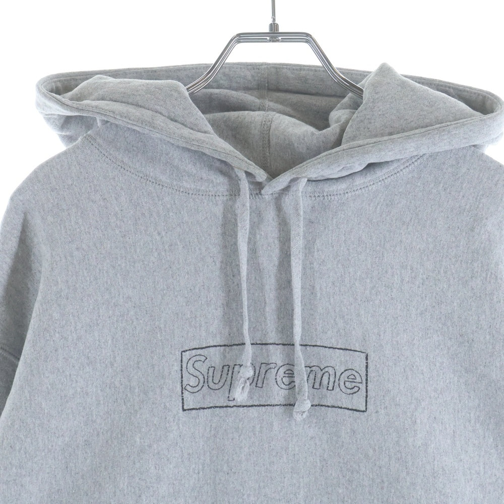 SUPREME(シュプリーム) 21SS ×KAWS Box Logo Pullover カウズ チョークボックスロゴ プルオーバースウェットパーカー フーディ グレー
