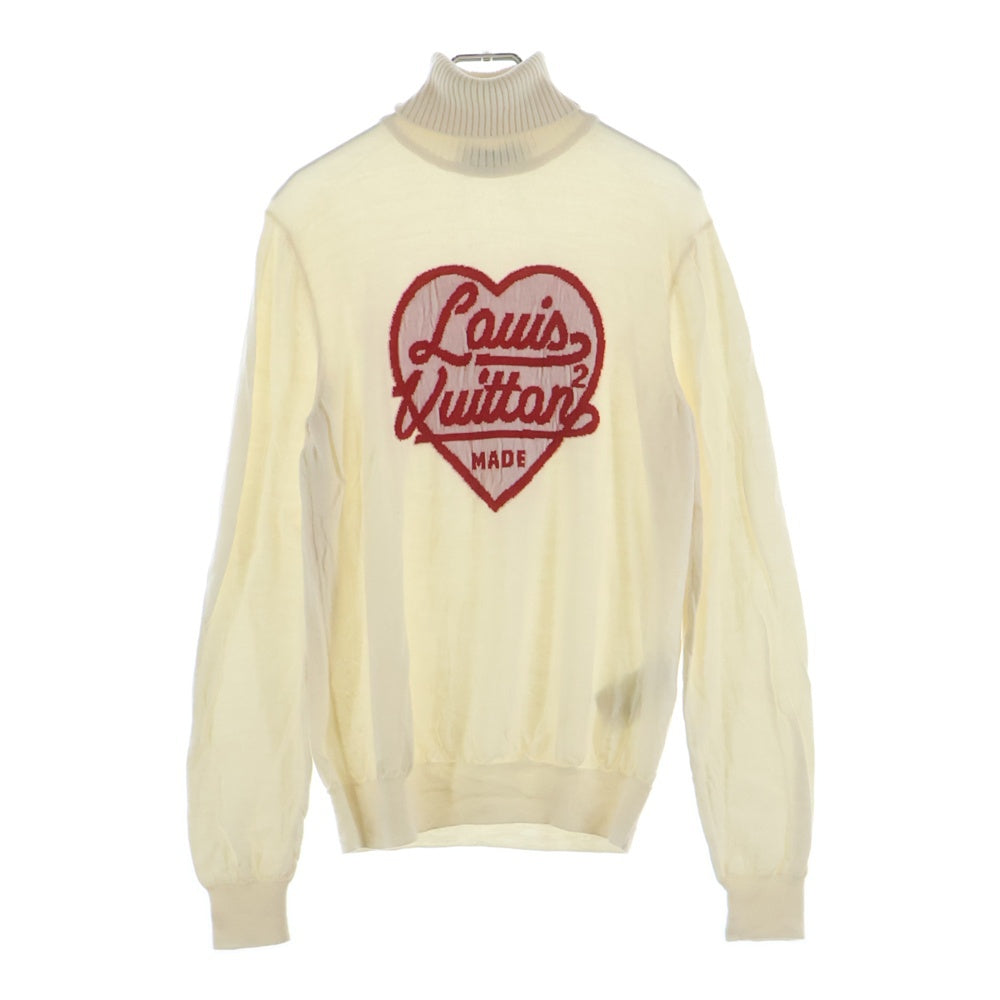 LOUIS VUITTON(ルイヴィトン) 22SS ×NIGO ×ニゴ フロント刺繍 タートルネックニット セーター ホワイト RM221M ZLL HMN05W